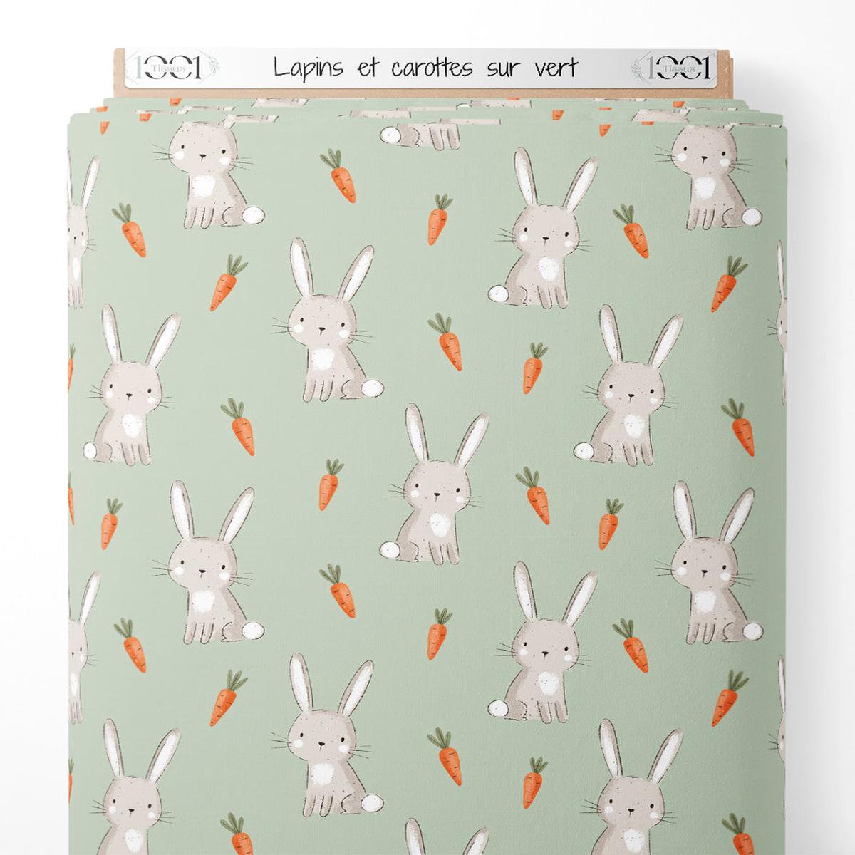tissu-lapins-et-carottes-sur-vert