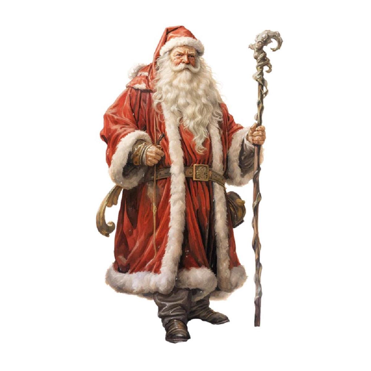 santa-with-walking-stick-fabric-panel