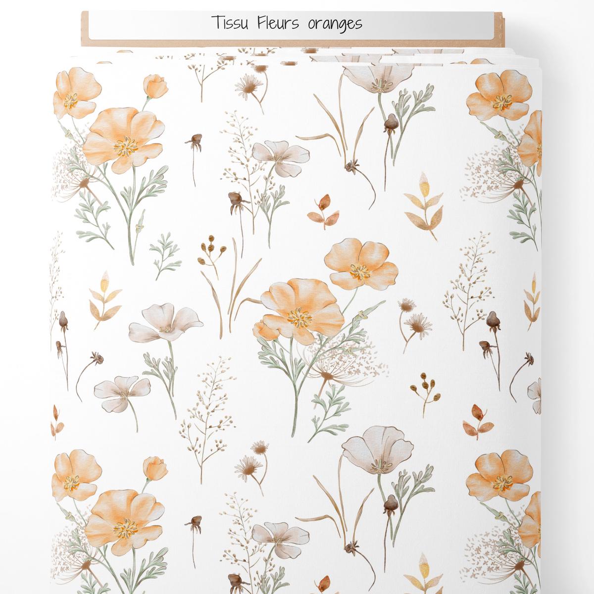 tissu-fleurs-oranges