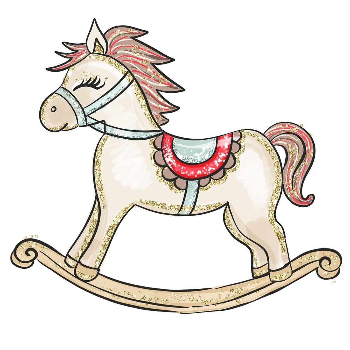 elegant-nutcracker-rocking-horse-fabric-panel