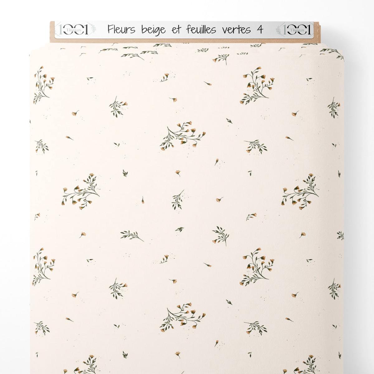 tissu-fleurs-beige-et-feuilles-vertes-4