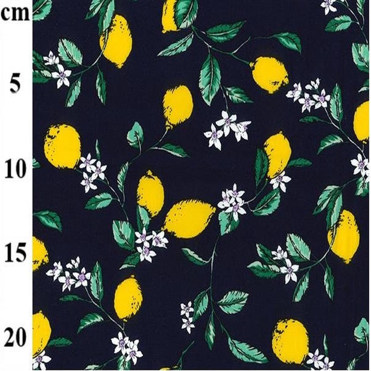 1metre-100-cotton-poplin-fabric-x-112cm-lemon-blossom-on-navy-background