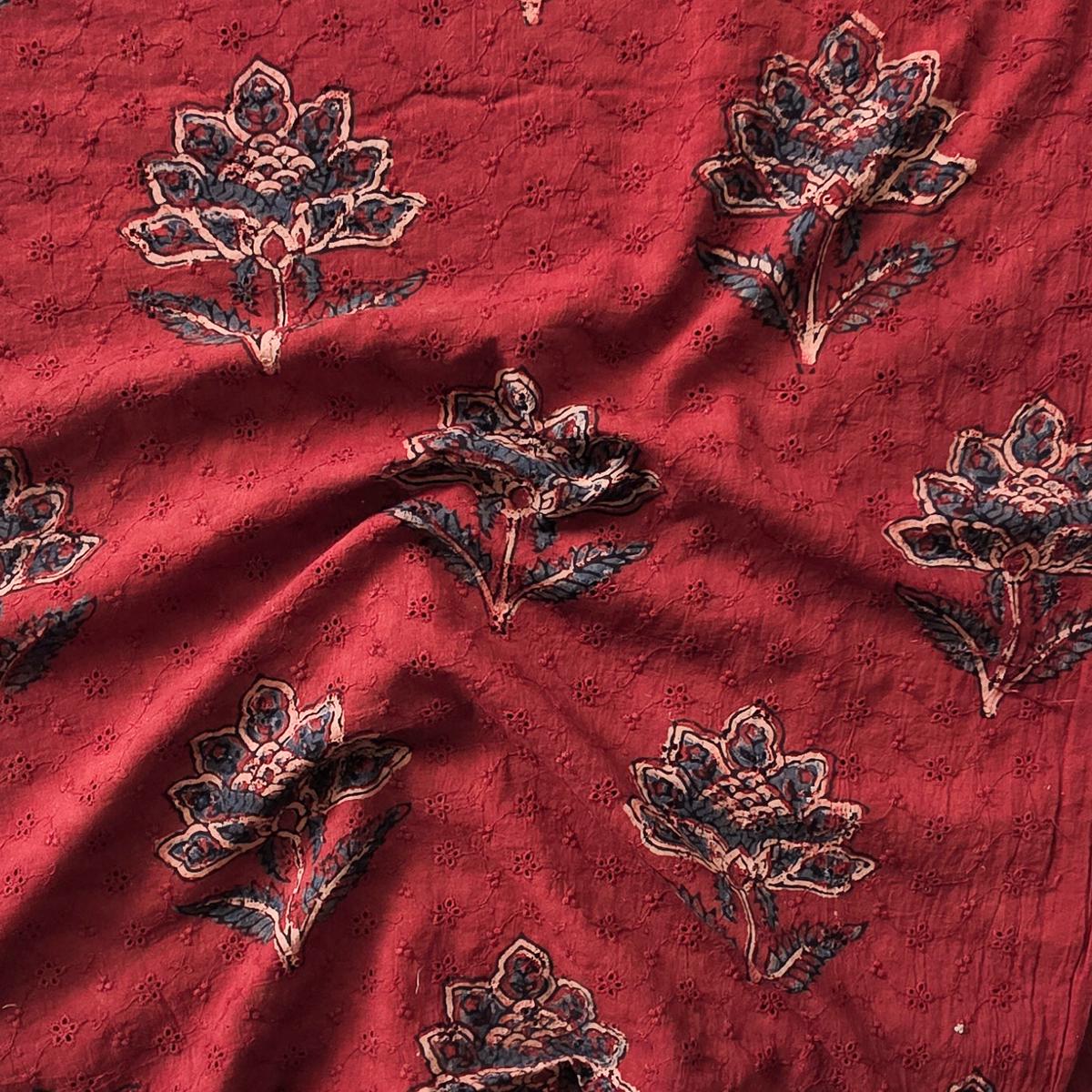 pure-cotton-hakoba-ajrak-maroon-with-plant-motif-hand-block-print-fabric