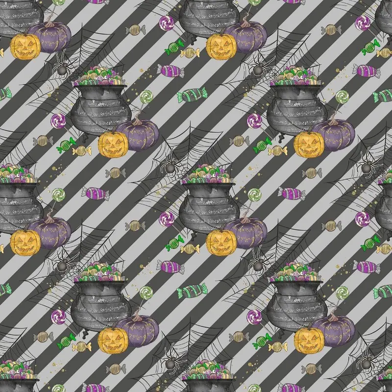 halloween-candy-elements-on-diagonal-stripes-fabric-gray