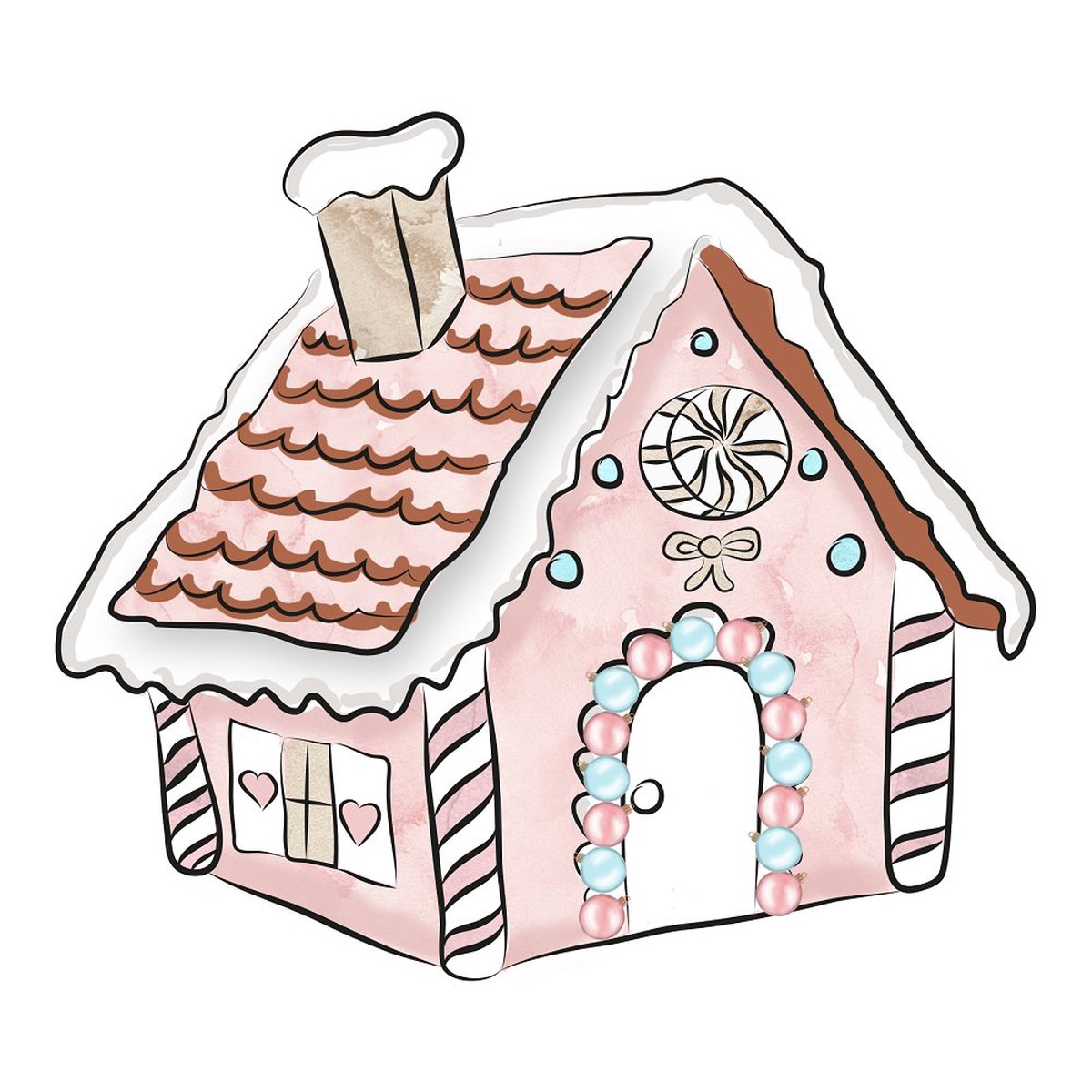 christmas-gingerbread-house-fabric-panel-pink
