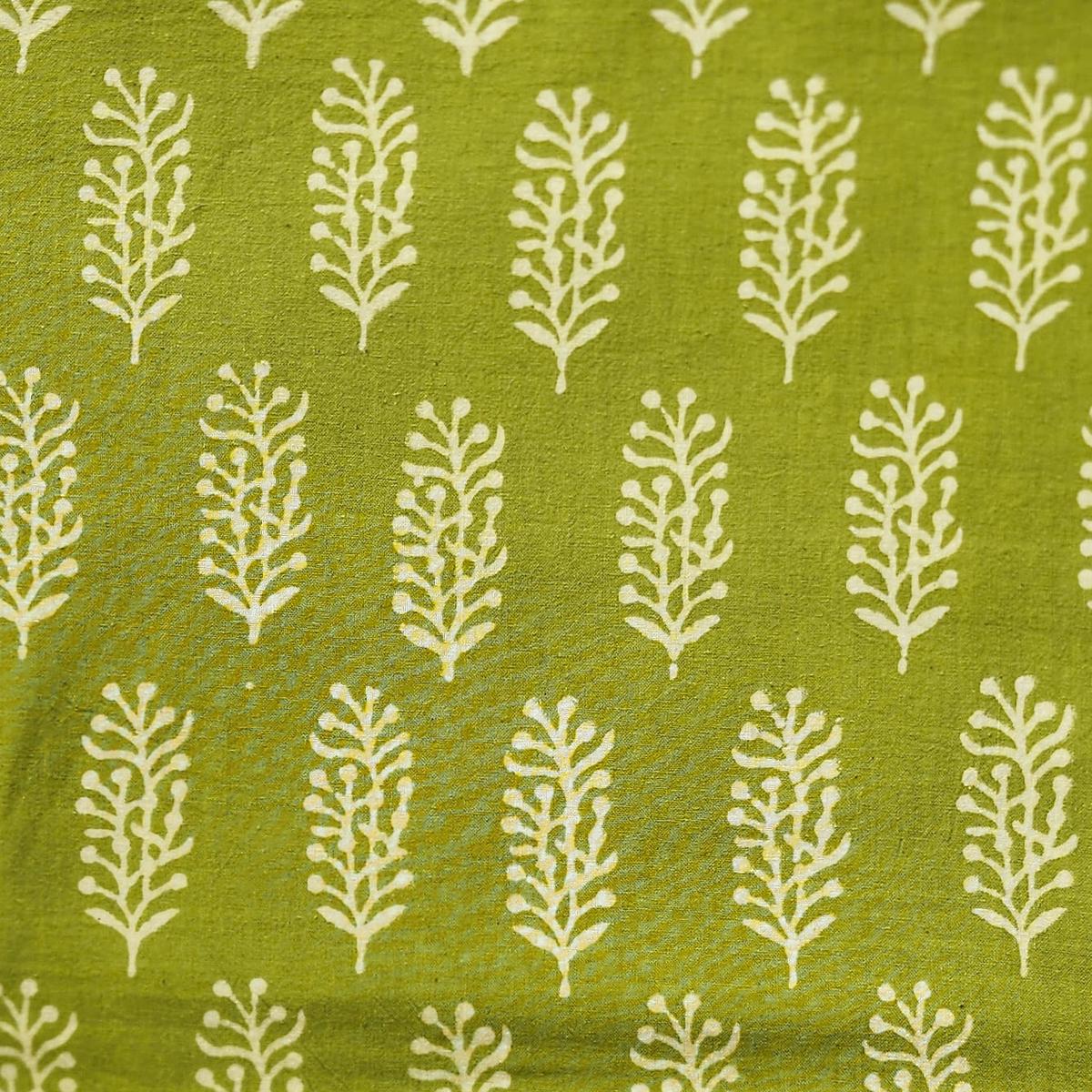 pure-cotton-gamthi-parrot-green-with-cream-plant-motif-hand-block-print-fabric