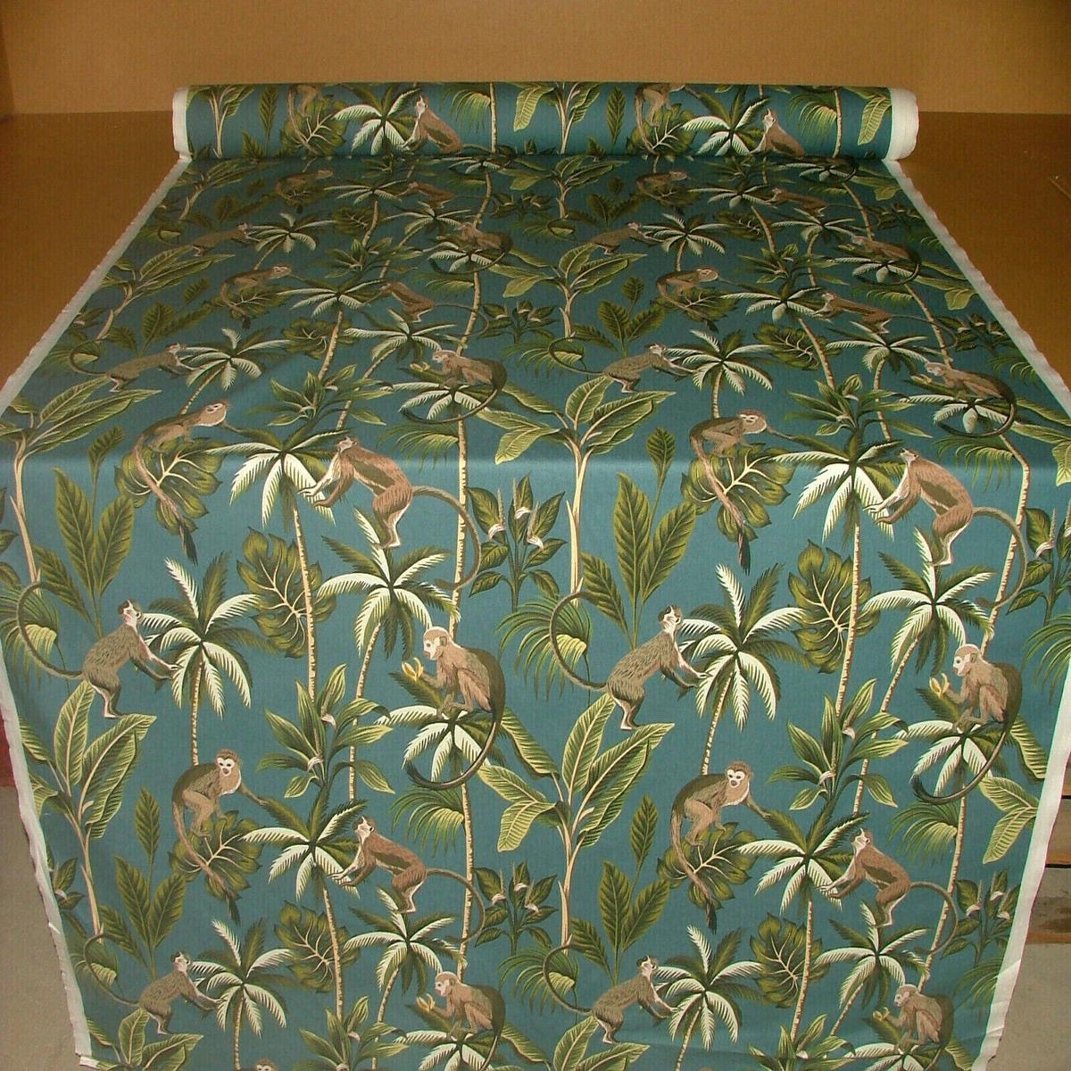 tropical-monkey-botanical-100-cotton-curtain-upholstery-cushion-blind-fabric