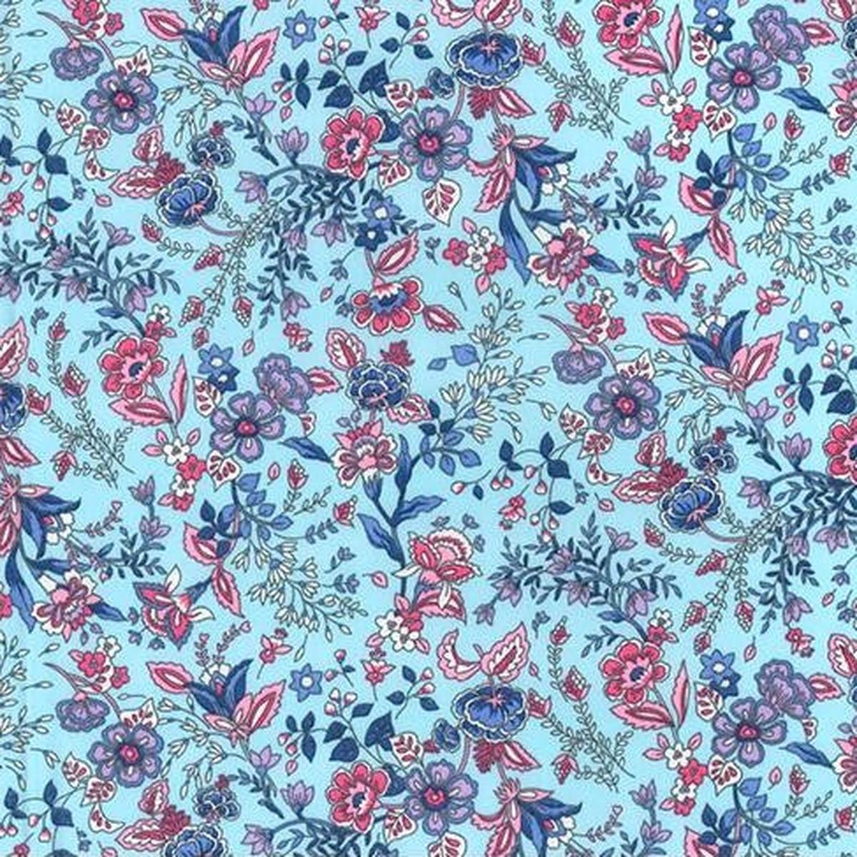 100-cotton-blue-with-flower-print-x-45-width-1-metre