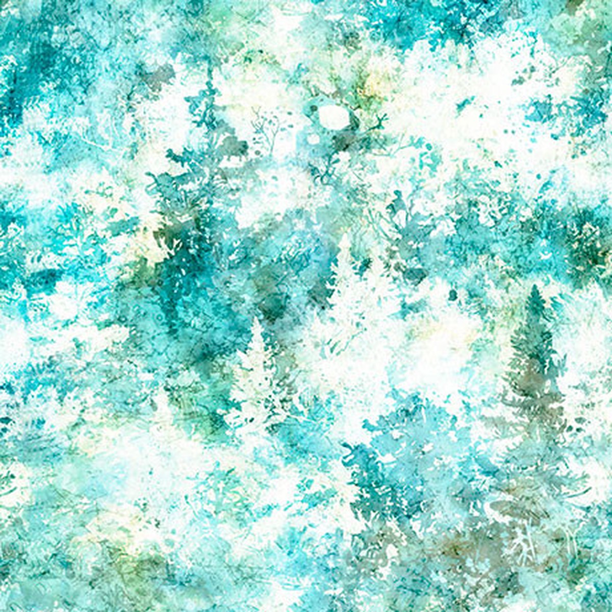 running-with-the-pack-aqua-pine-trees-cotton-fabric
