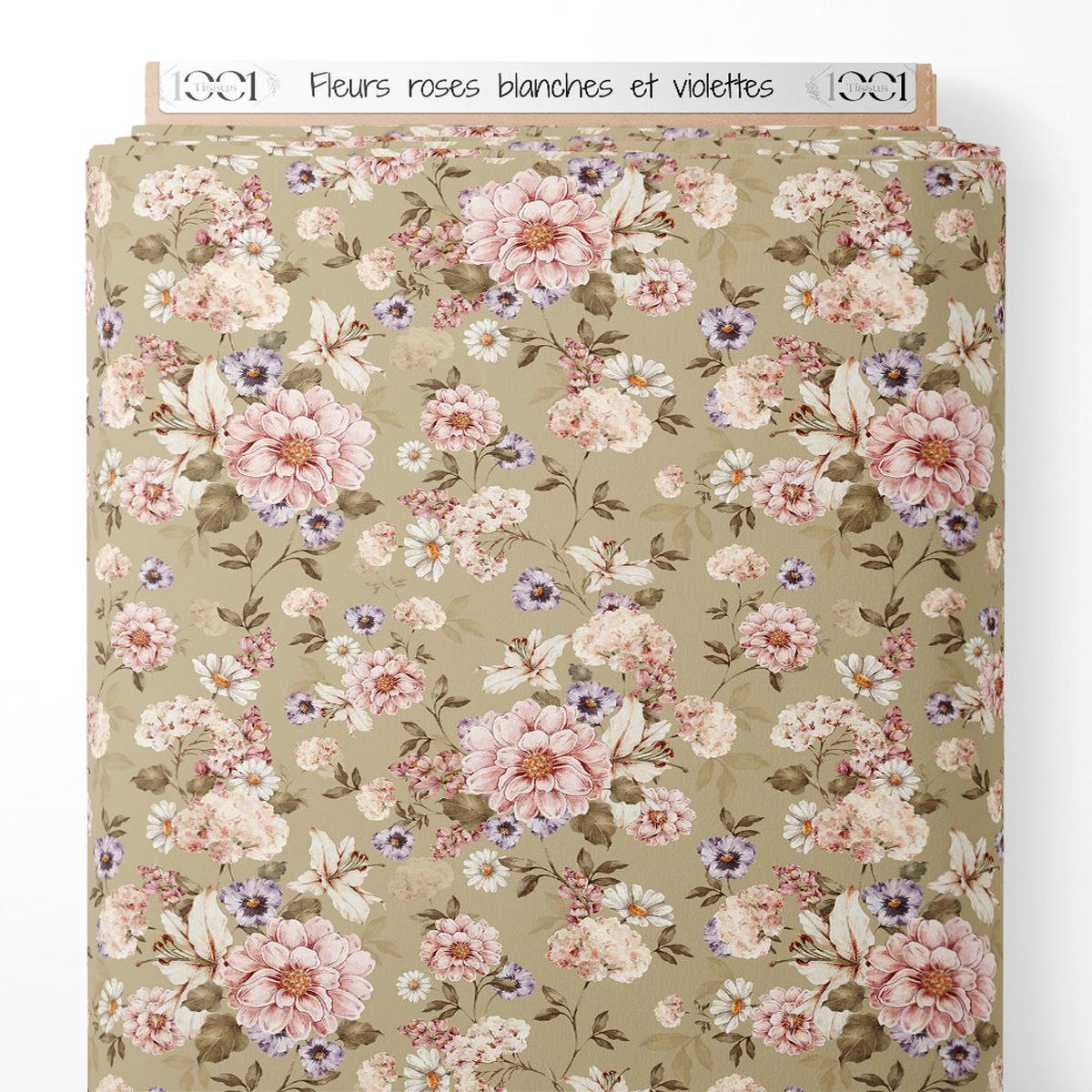 tissu-fleurs-roses-blanches-et-violettes