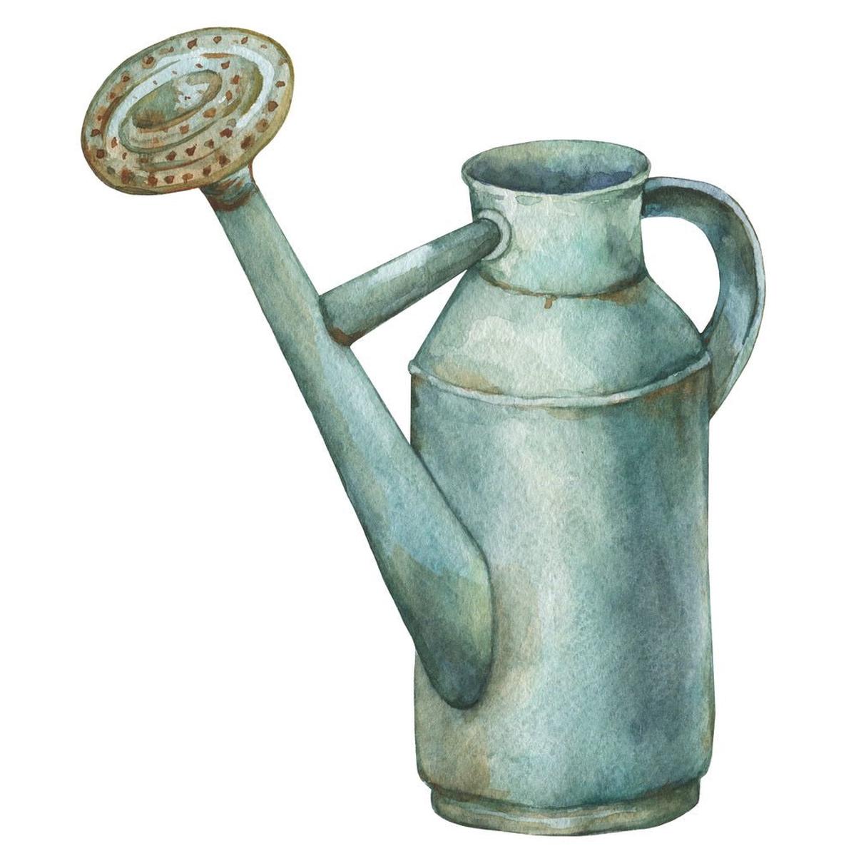vintage-blue-watering-can-fabric-panel
