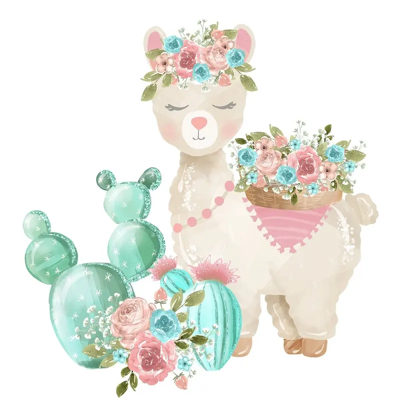 watercolor-lavish-llama-fabric-panel
