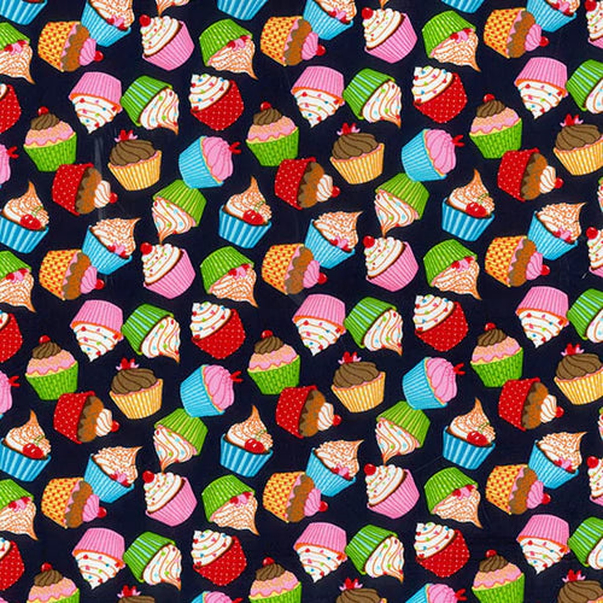 1m-100-cotton-poplin-cupcakes-on-navy-black-fabric-width-110cm-45-inches