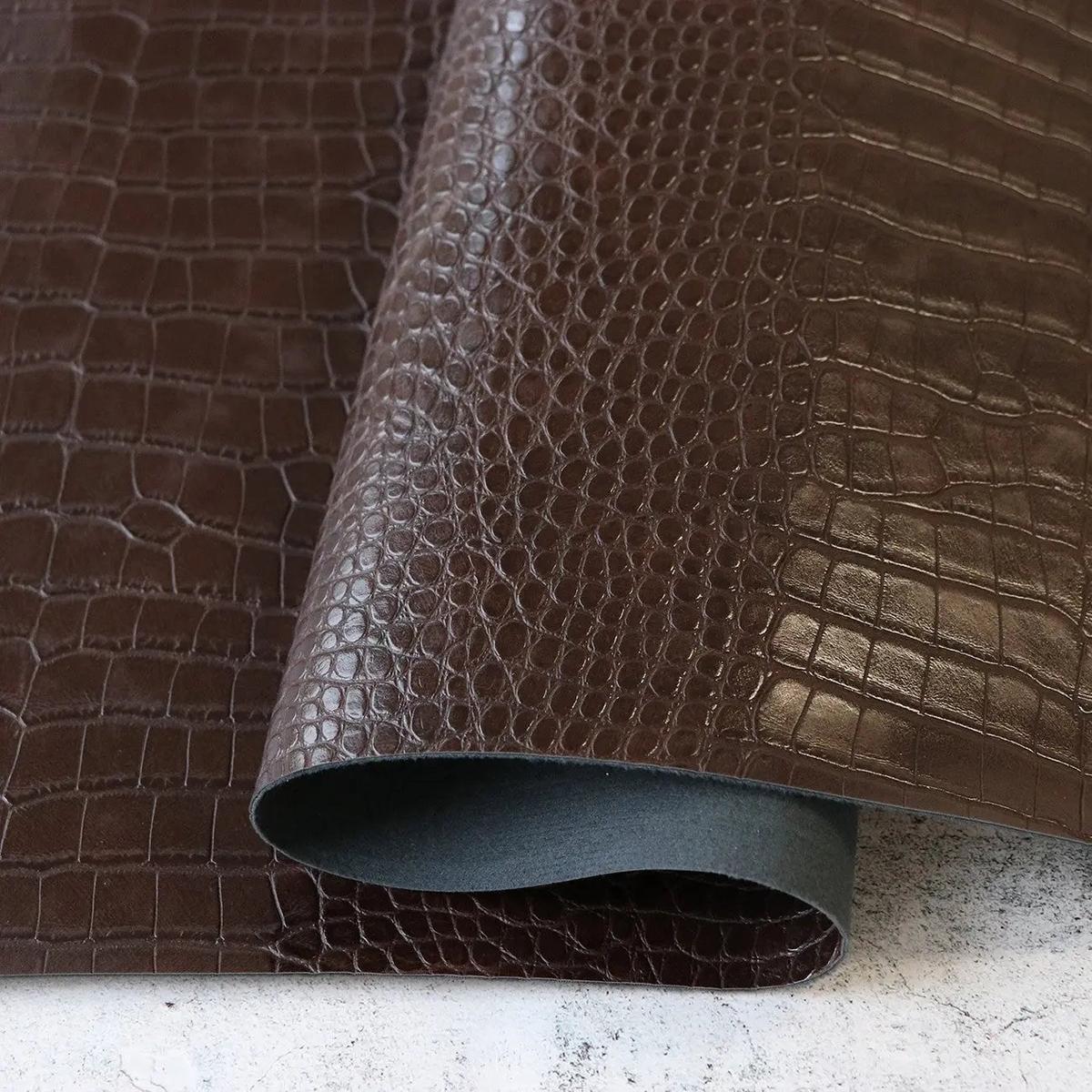 woodland-brown-faux-alligator-leather-1-2yds