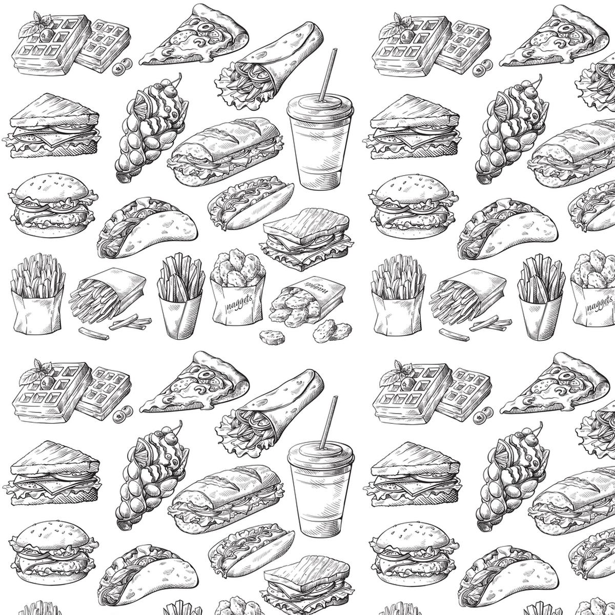 fast-food-fabric-black