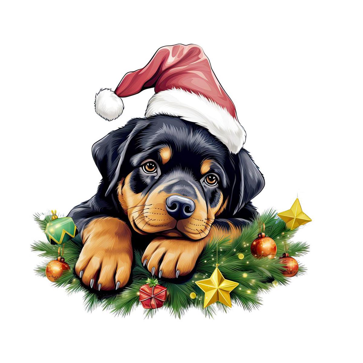 christmas-lazy-rottweiler-fabric-panel