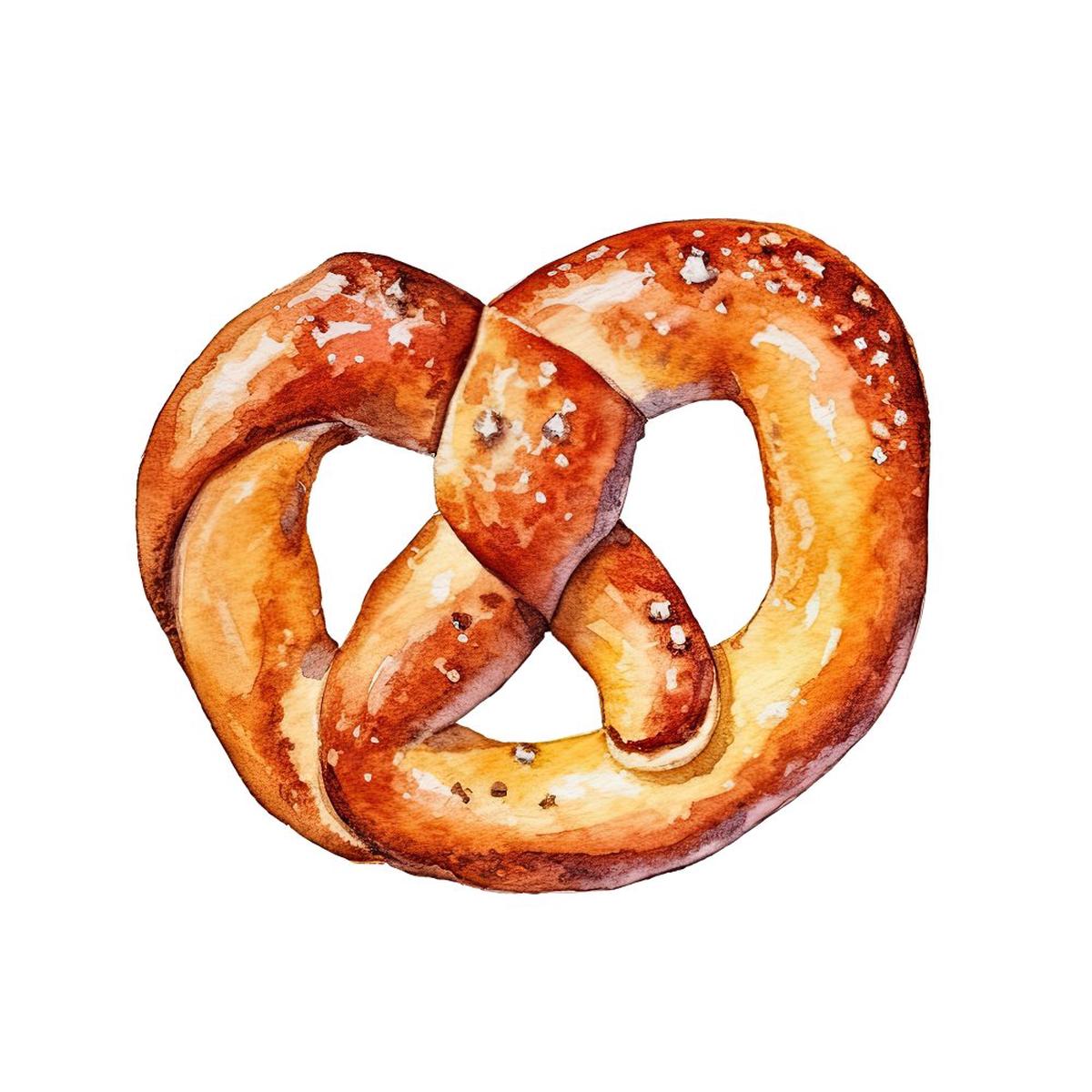 watercolor-baked-goods-pretzel-fabric-panel