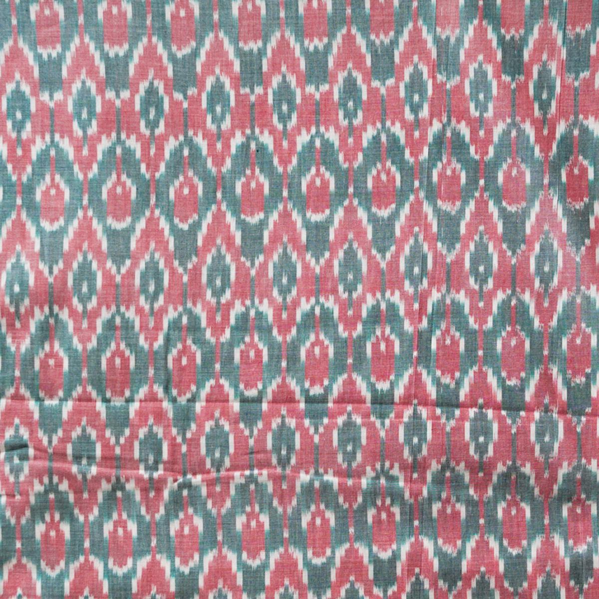 mercerised-ikkat-peach-with-green-intricate-designs-woven-fabric