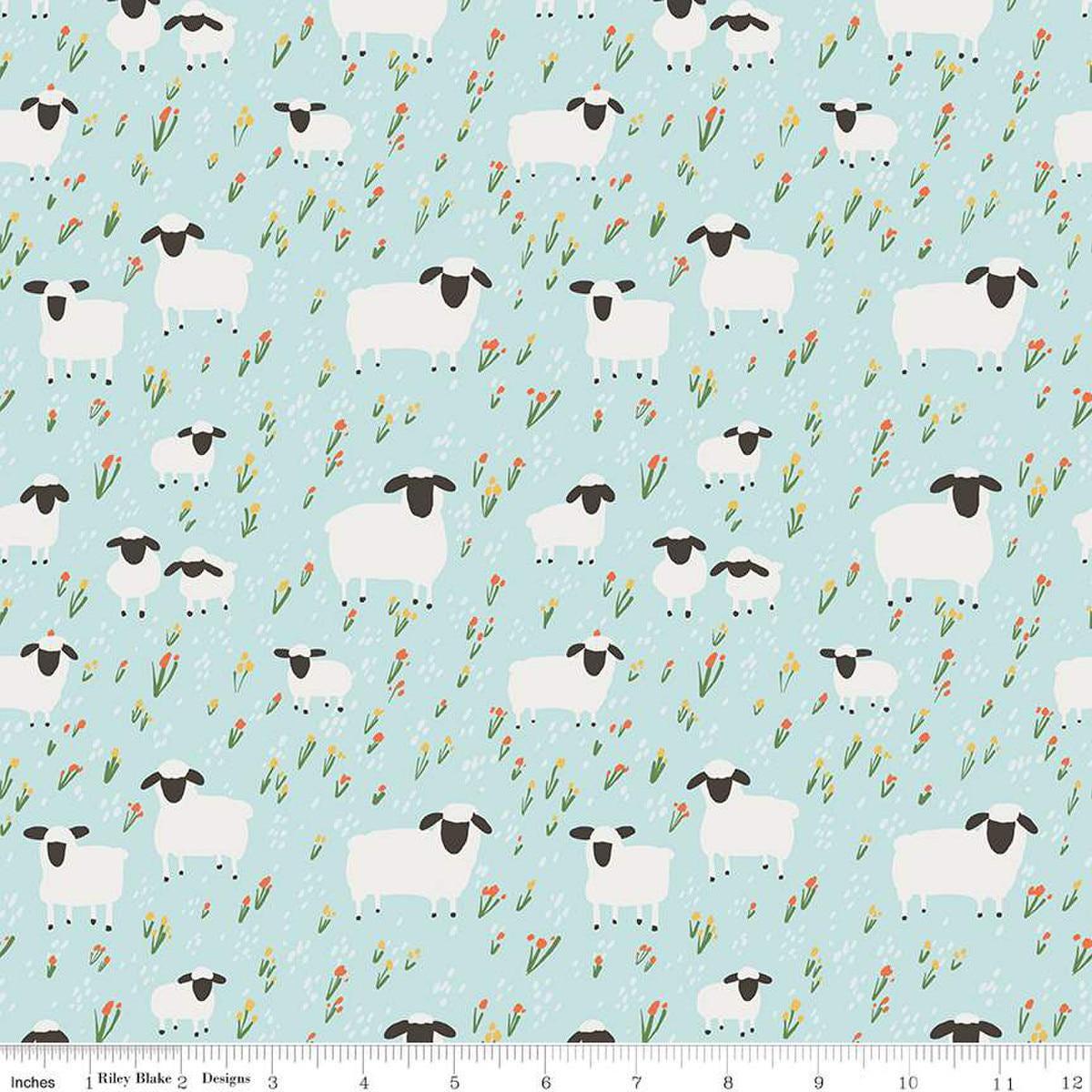 flannel-little-lambs-f16027-blue-riley-blake-designs-sheep-field-flowers-lamb-floral-flannel-cotton-fabric
