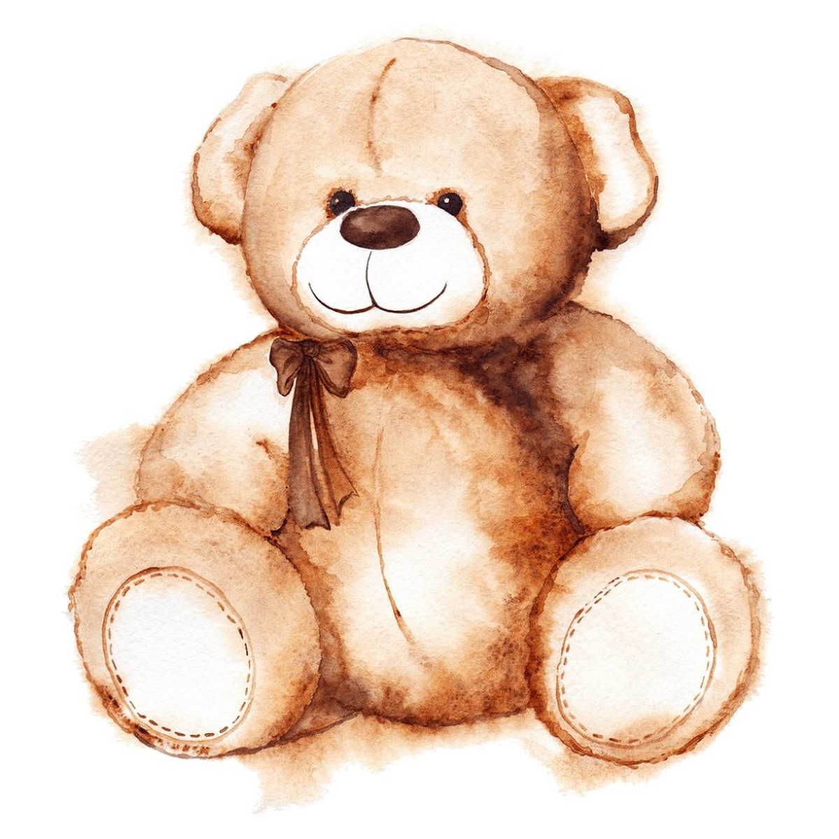 cartoon-lovely-teddy-bear-fabric-panel-brown
