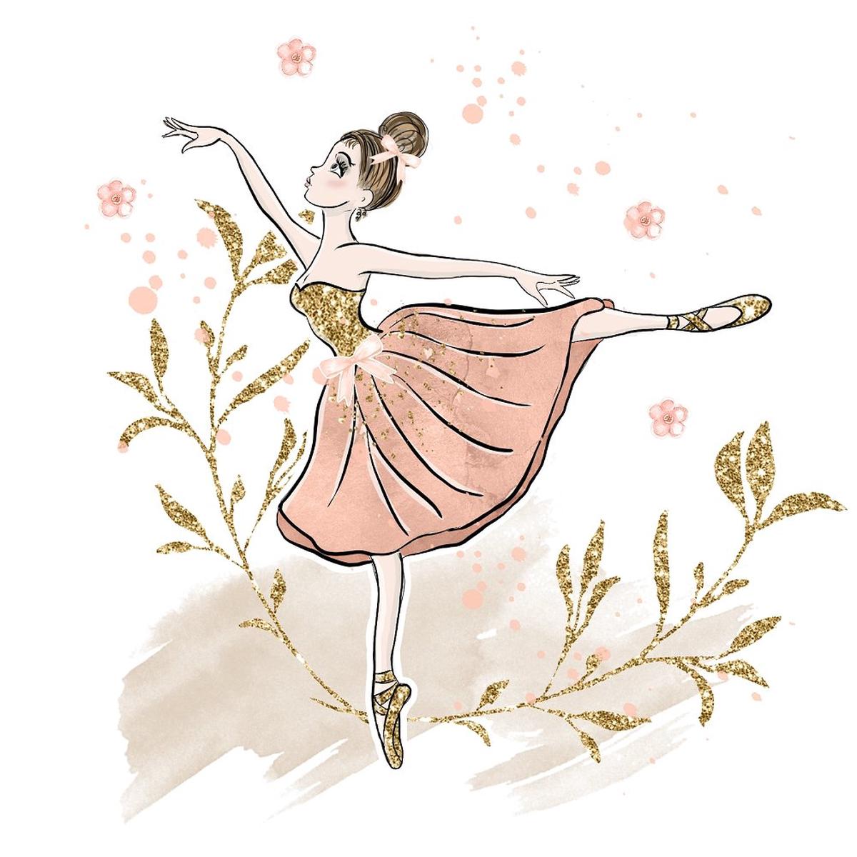 elegant-watercolor-ballerina-with-gold-fabric-panel