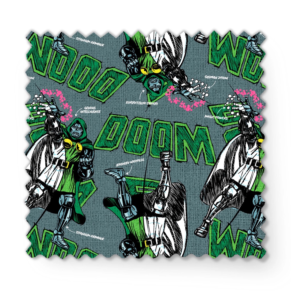 marvel-doctor-doom-comic-style-on-grey-fabric