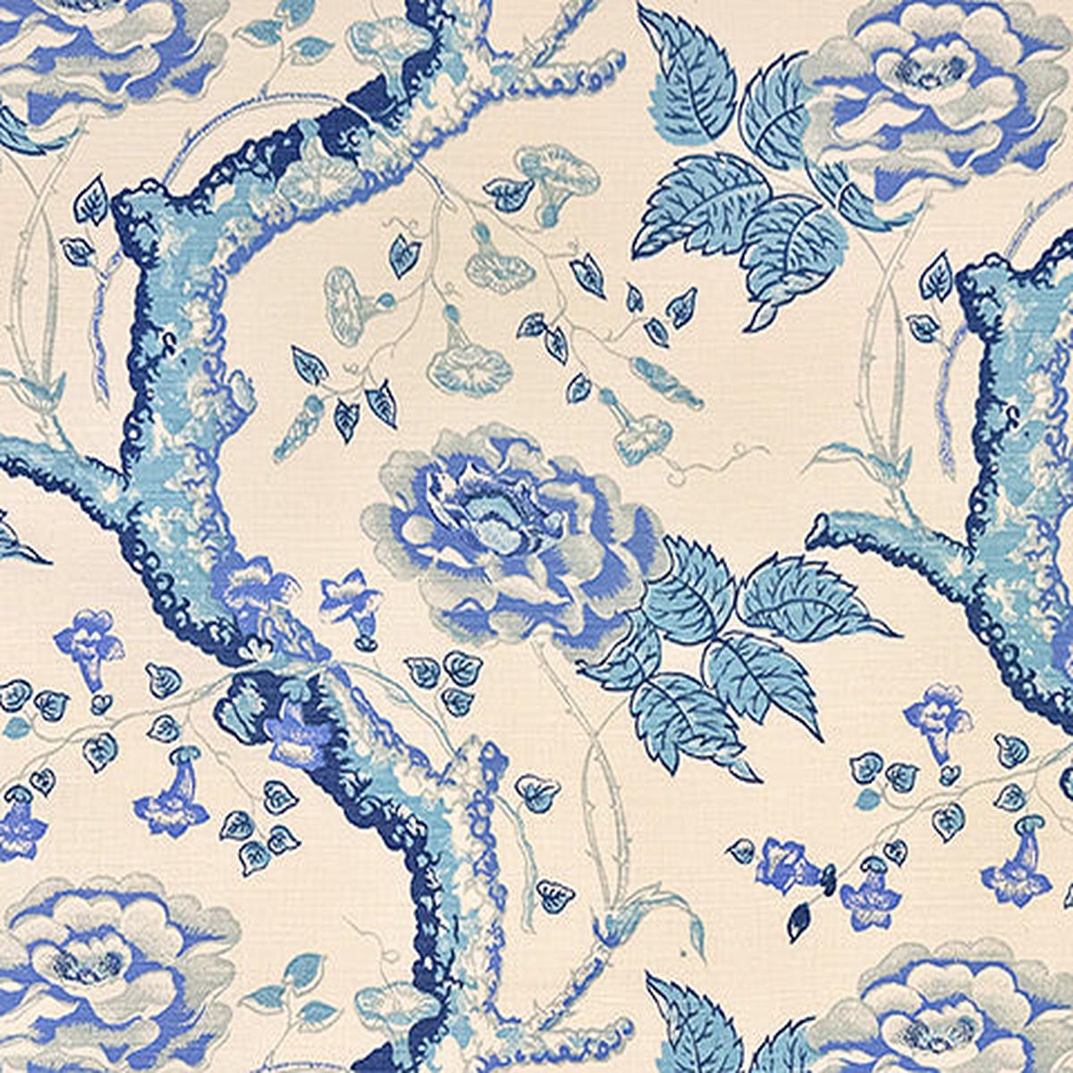 quadrille-fabric-tree-peonie-custom-multi-blues-on-tinted-belgian-linen-cotton