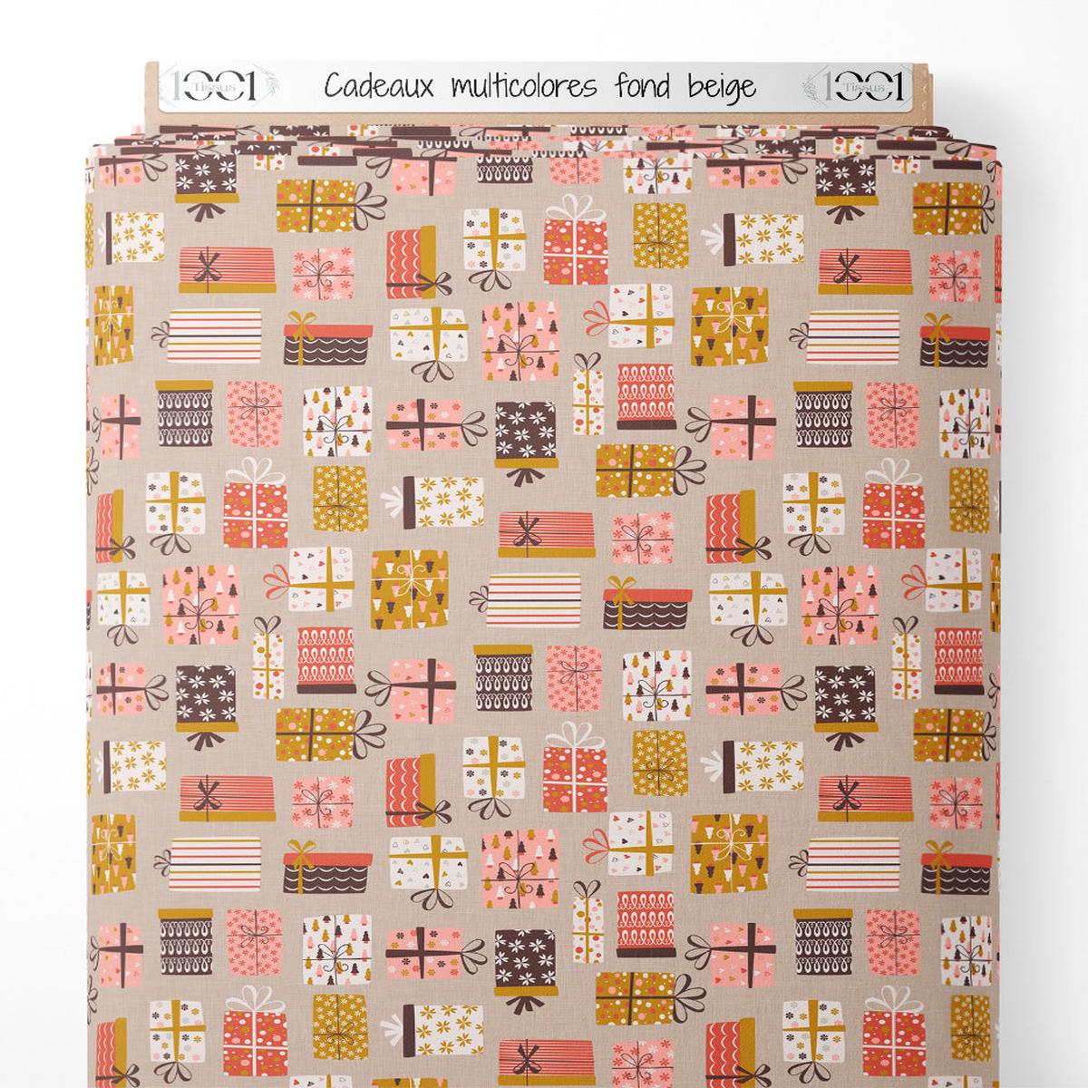 tissu-cadeaux-multicolores-sur-fond-beige