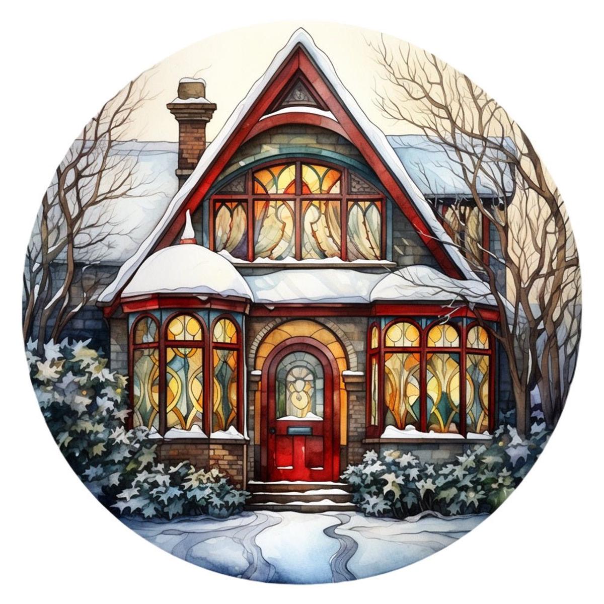 stained-glass-christmas-cottage-3-fabric-panel