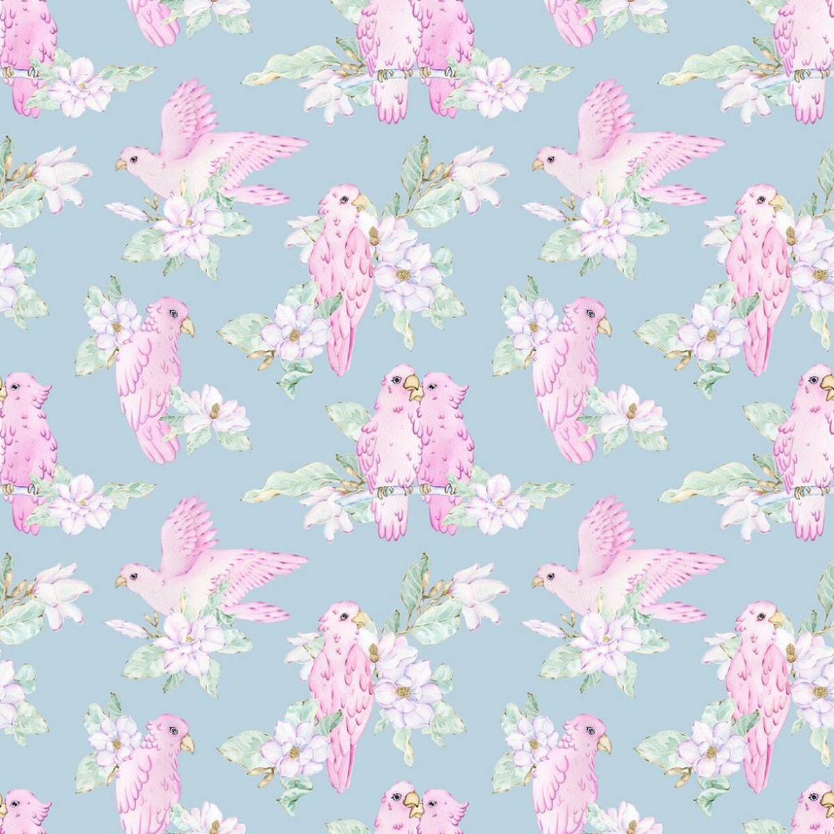 watercolor-tropical-pink-parrots-fabric