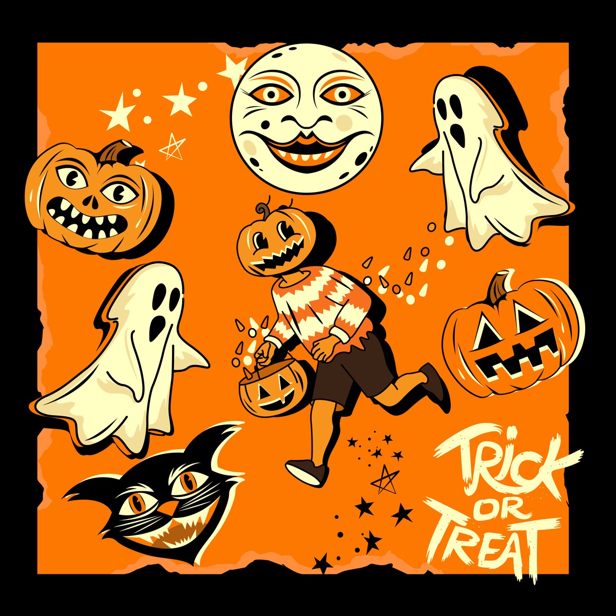 vintage-halloween-characters-fabric-panel