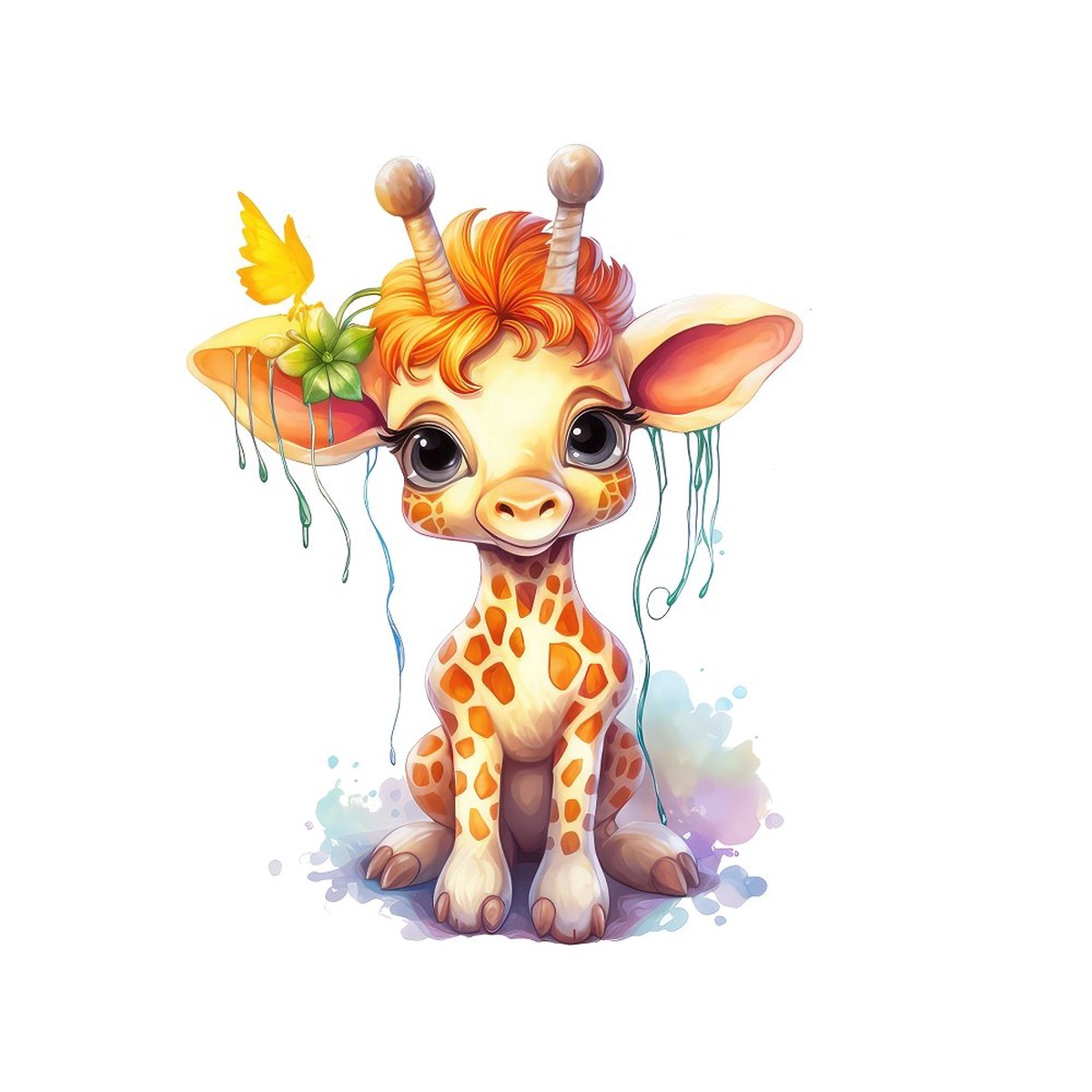 fairy-animals-giraffe-fabric-panel
