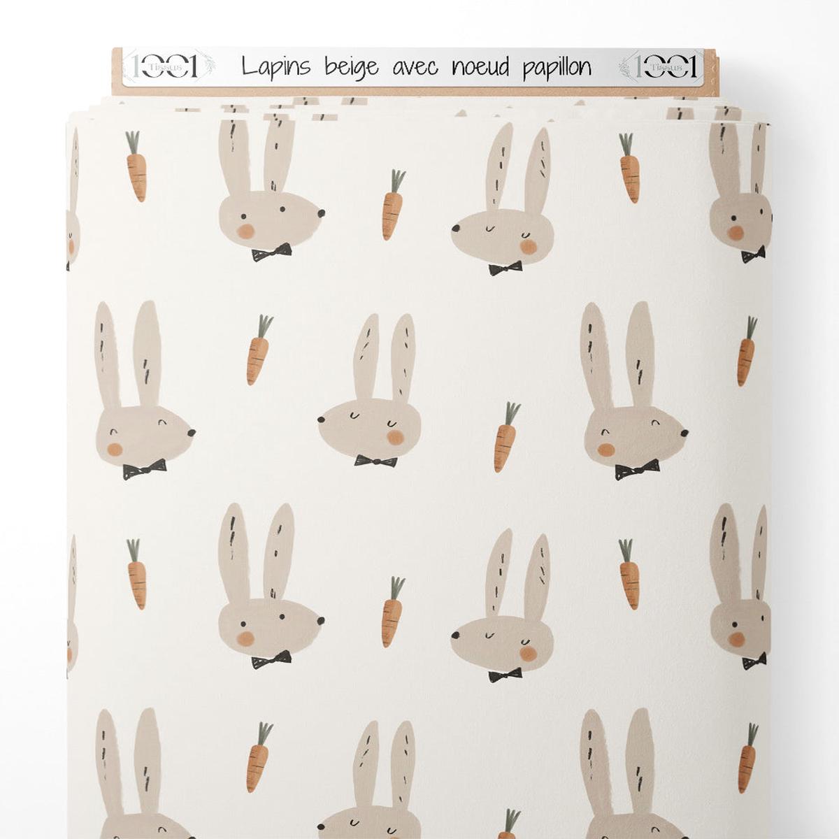 tissu-lapins-beige-avec-nud-papillon