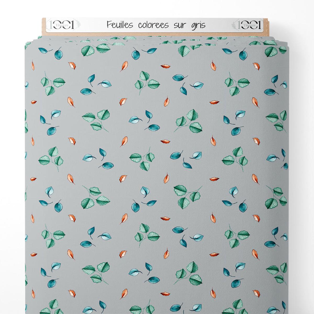 tissu-feuilles-colores-sur-gris