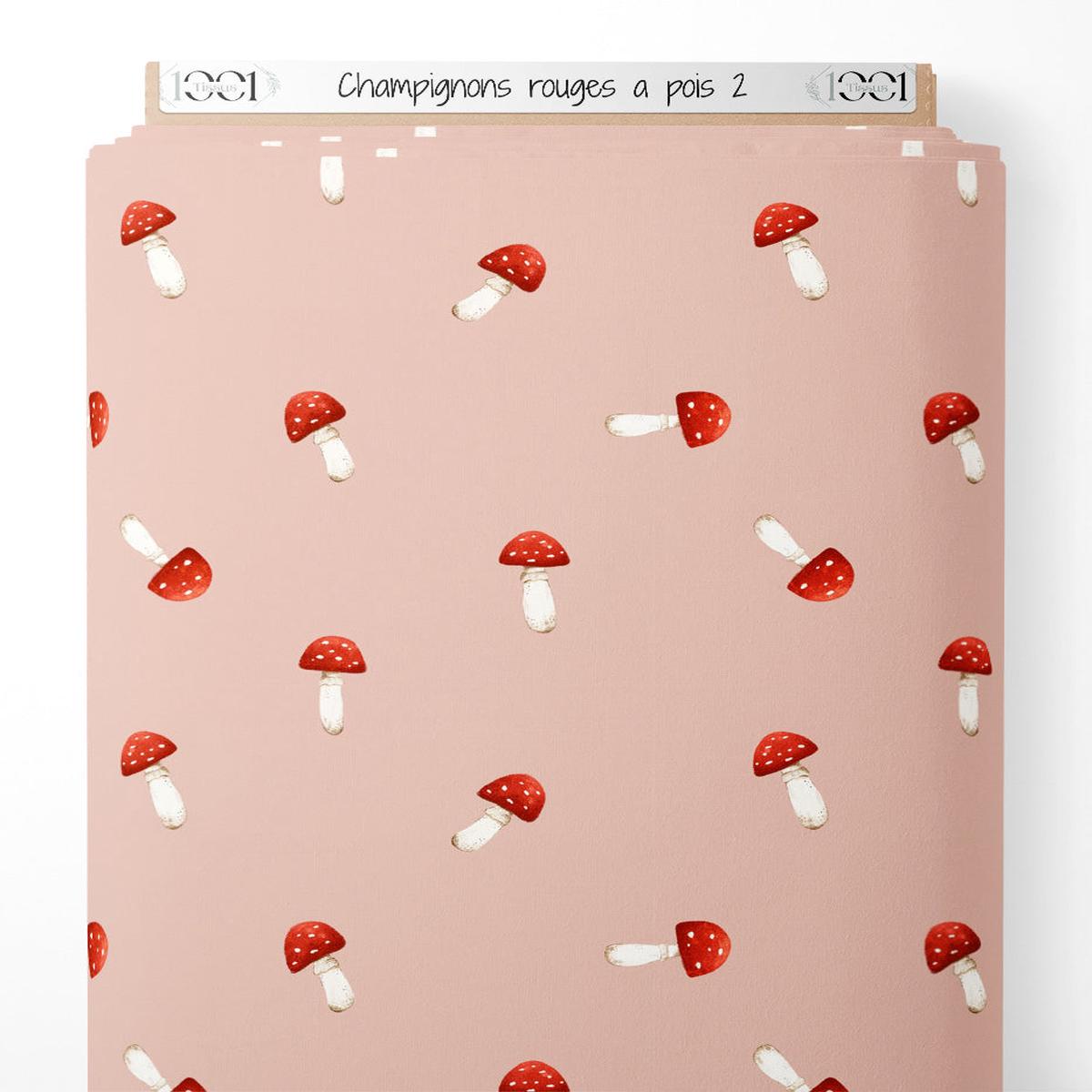 tissu-champignons-rouges-pois-2