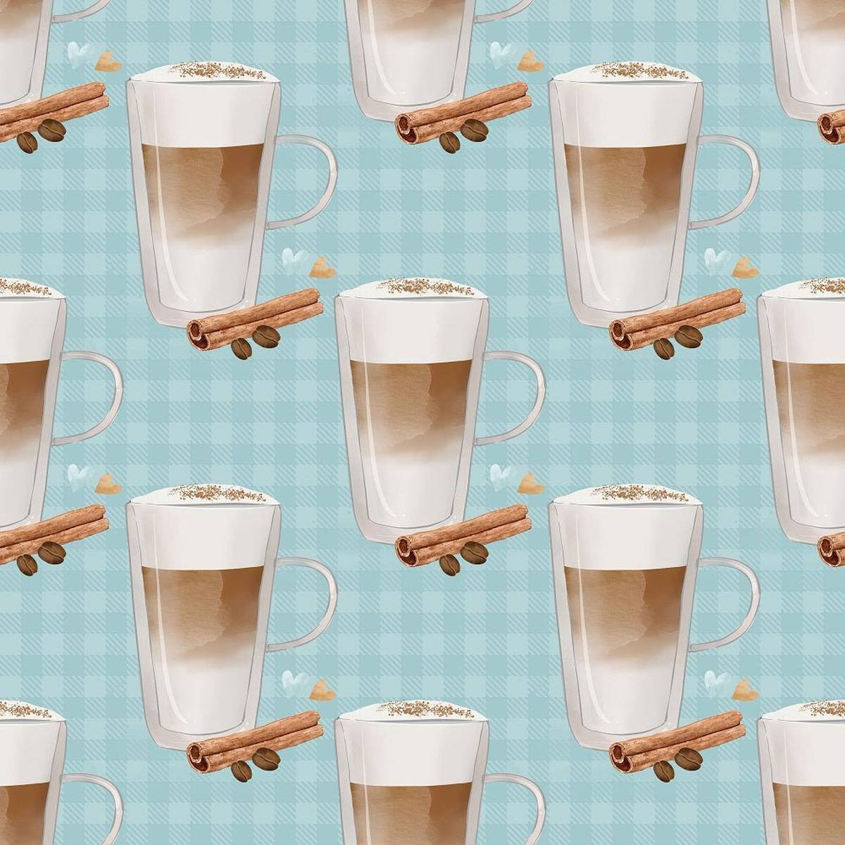 tall-coffee-cups-on-plaid-fabric-blue