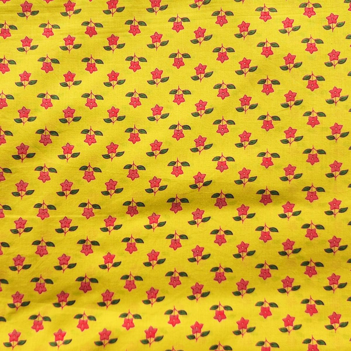pure-cotton-screen-print-yellow-with-pink-flower-motif-fabric