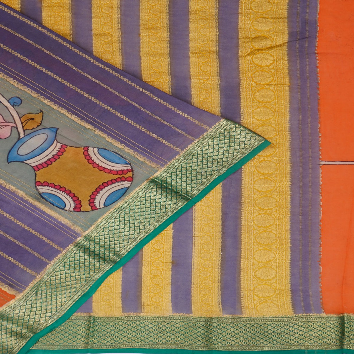 kanchipuram-georgette-kalamkari-multicolour-saree