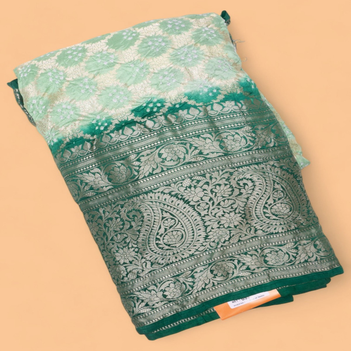 chiniya-silk-bandhani-criss-cross-checks-and-butta-pastel-green-saree