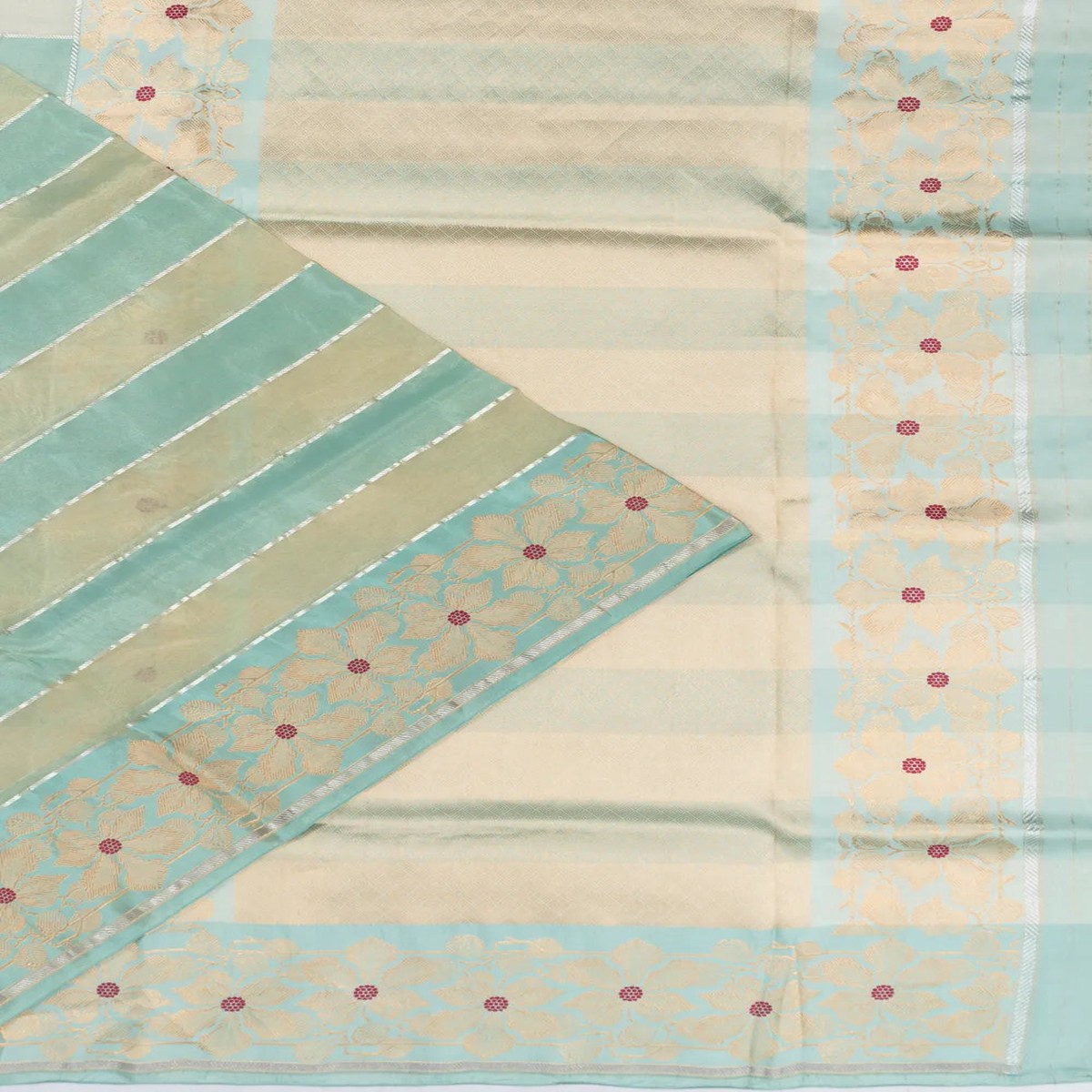 banarasi-kora-organza-tissue-horizontal-lines-sea-green-saree