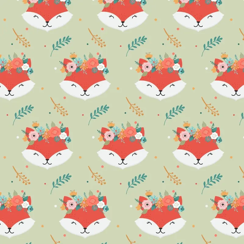 floral-crown-fox-fabric-green