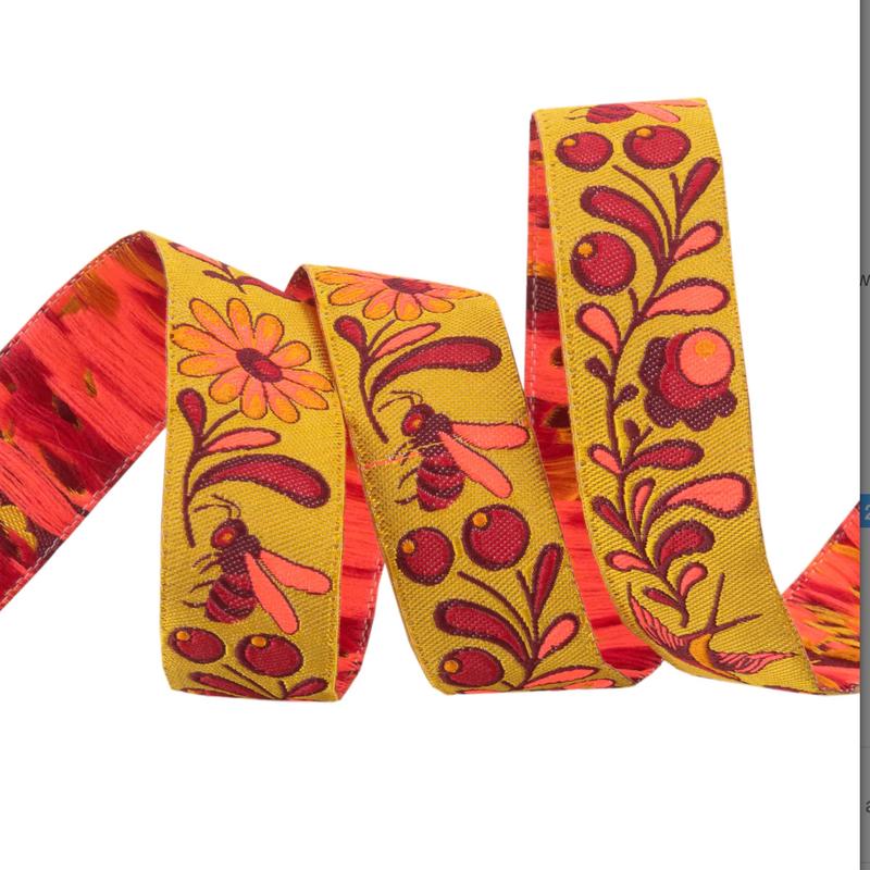 tula-pink-everglow-7-8-wide-birds-bees-ribbon-birds-bees-original-woven-ribbon-tk-108-22mm-col-1-priced-per-yard