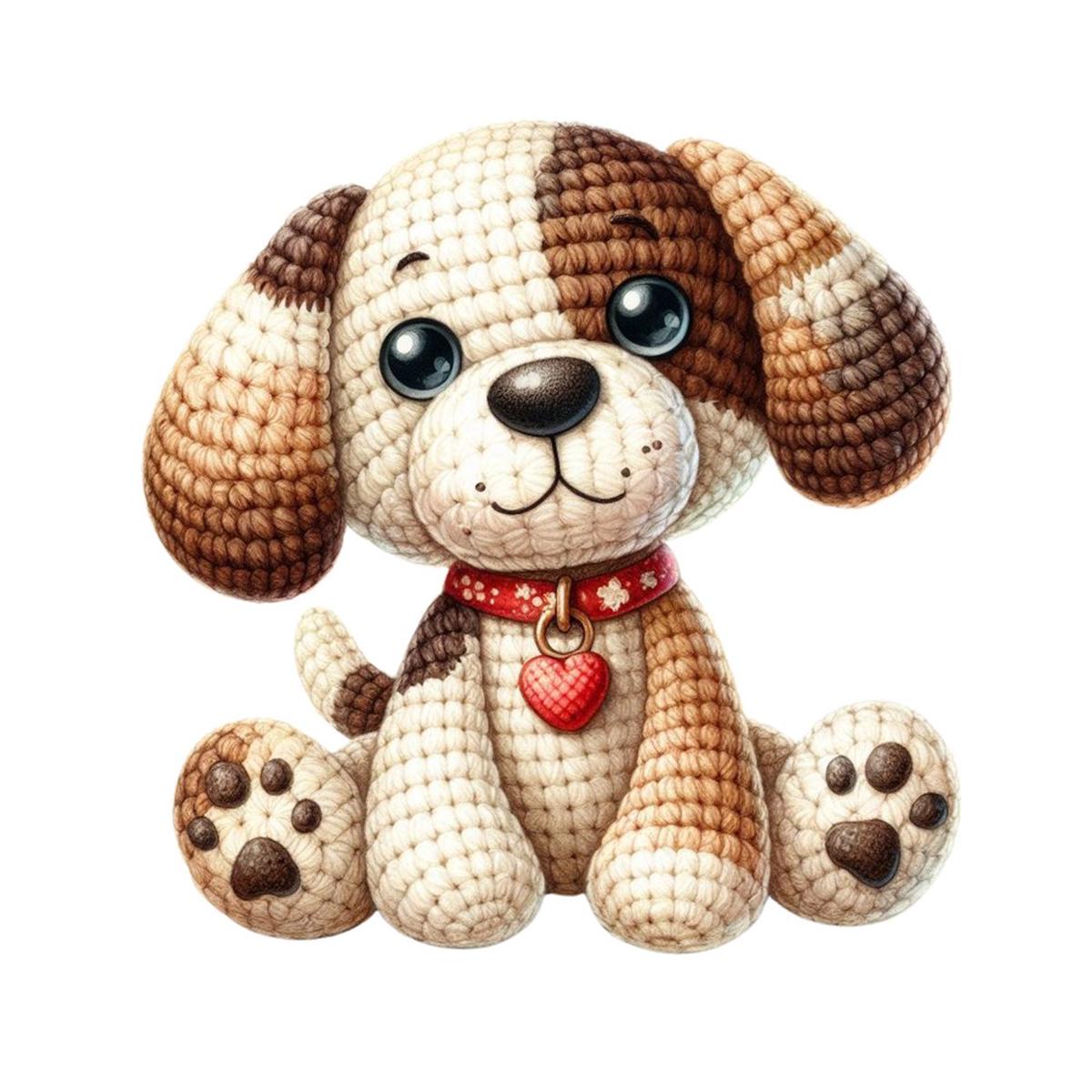 crochet-animals-puppy-fabric-panel