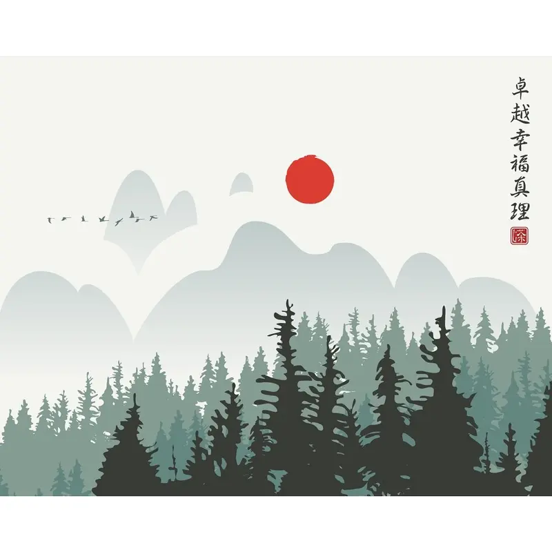 japanese-fir-tree-forest-fabric-panel