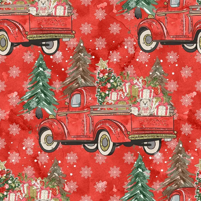 christmas-truck-on-snowflakes-fabric-red