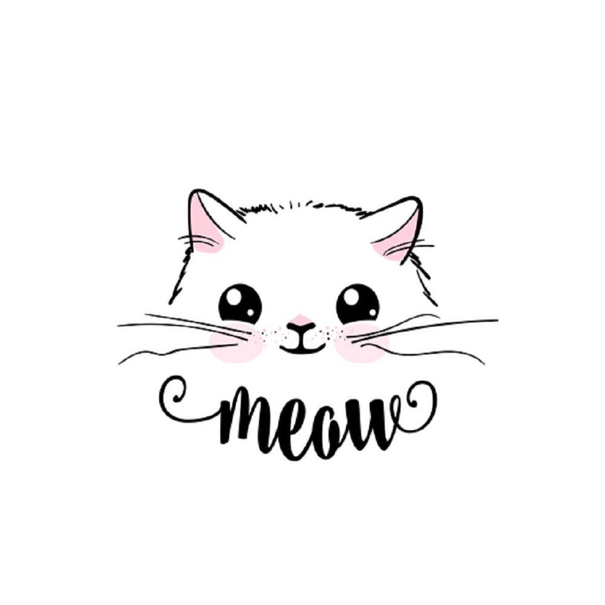 cute-cat-face-fabric-panel-white