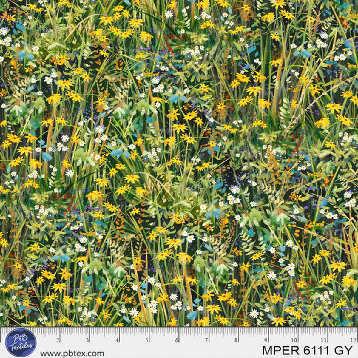 green-yellow-floral-meadow-perch-mper-6111-gy-cotton-44-45-fabric-per-yard