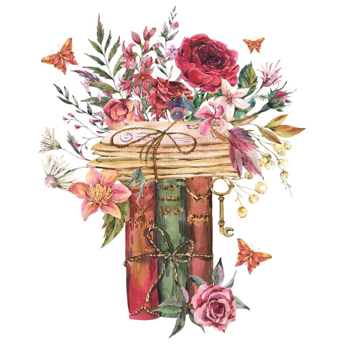 vintage-books-letters-fabric-panel