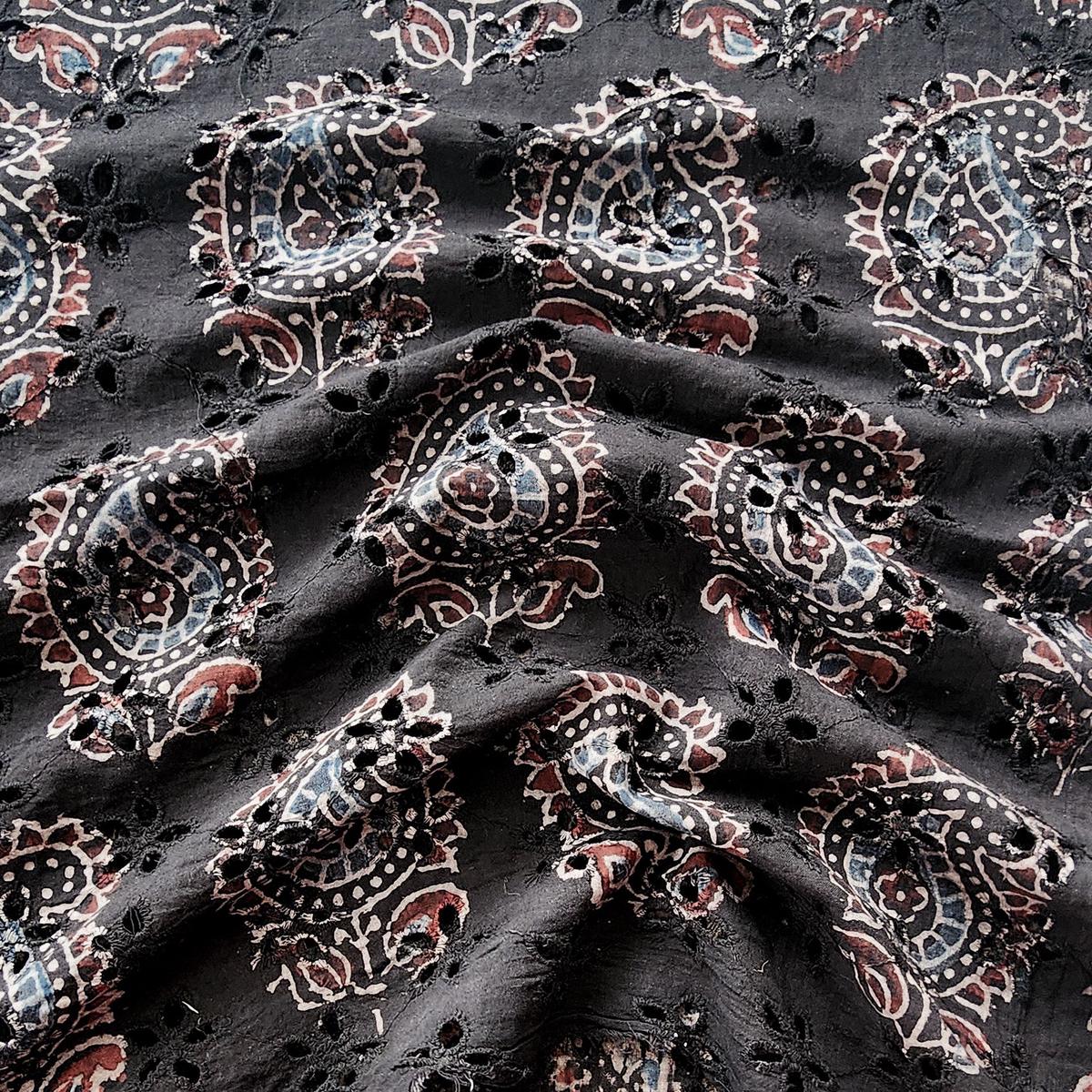 pure-cotton-hakoba-ajrak-rust-black-with-kairi-motif-and-hakoba-flower-motif-hand-block-print-fabric