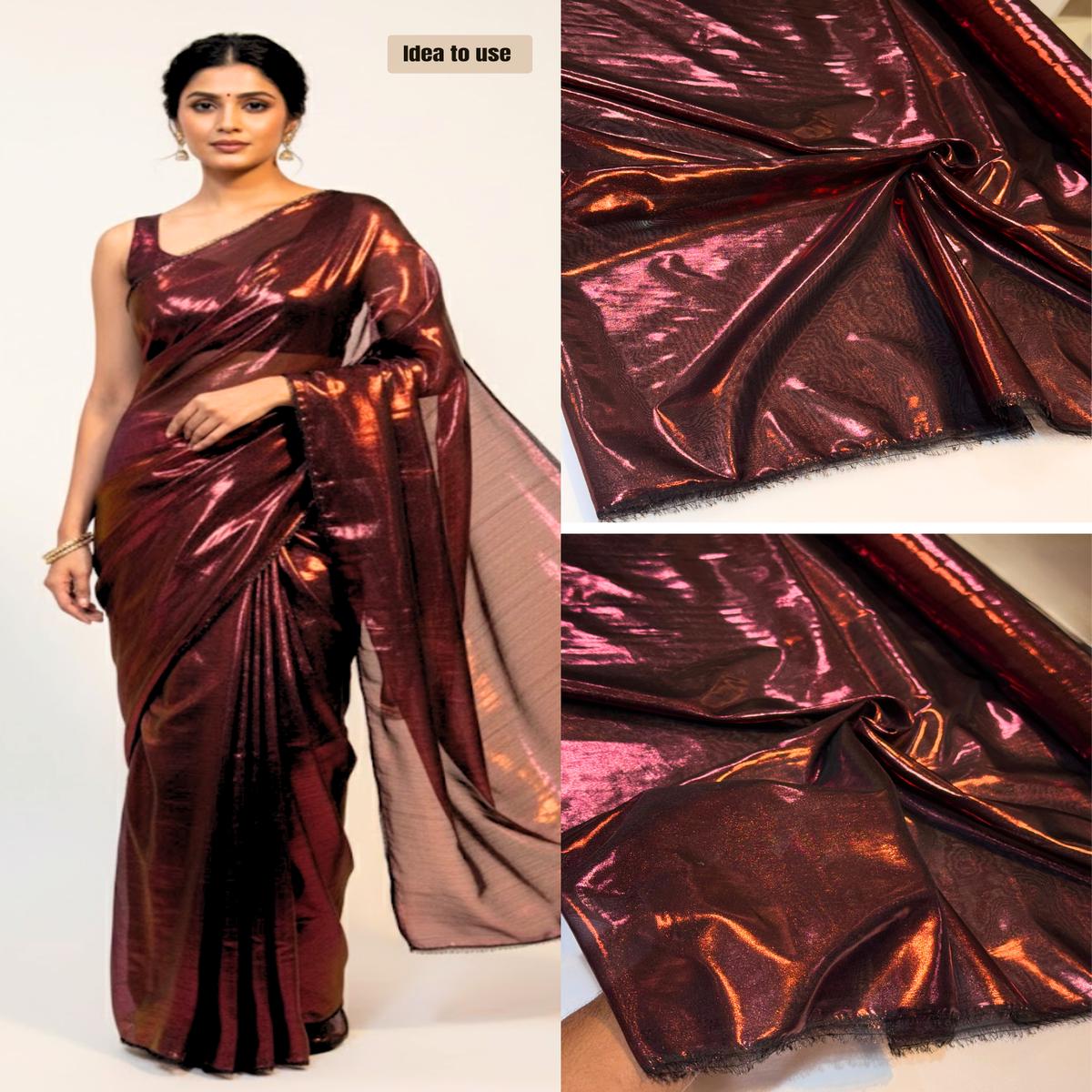 precut-of-0-80-meter-imported-maroon-korean-satin-chiffon-with-foil-54-inch-width